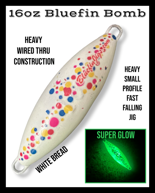Super Glow Bluefin Bomb Jig lure 16oz (450g) rainbow bread