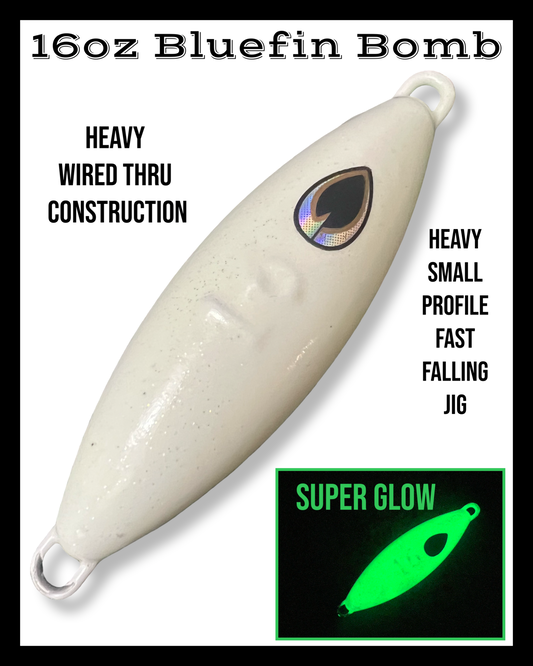 Super Glow Bluefin Bomb Jig lure 16oz (450g) smooth