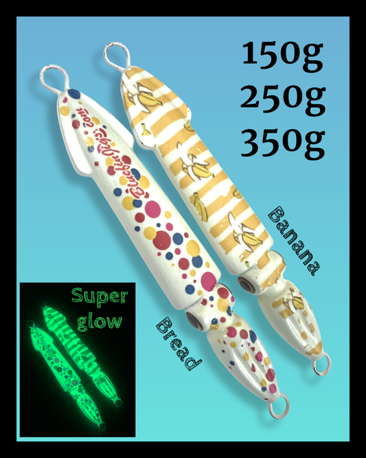 Bluefin Squid Bomb Super Glow jigging squid Banana/Bread