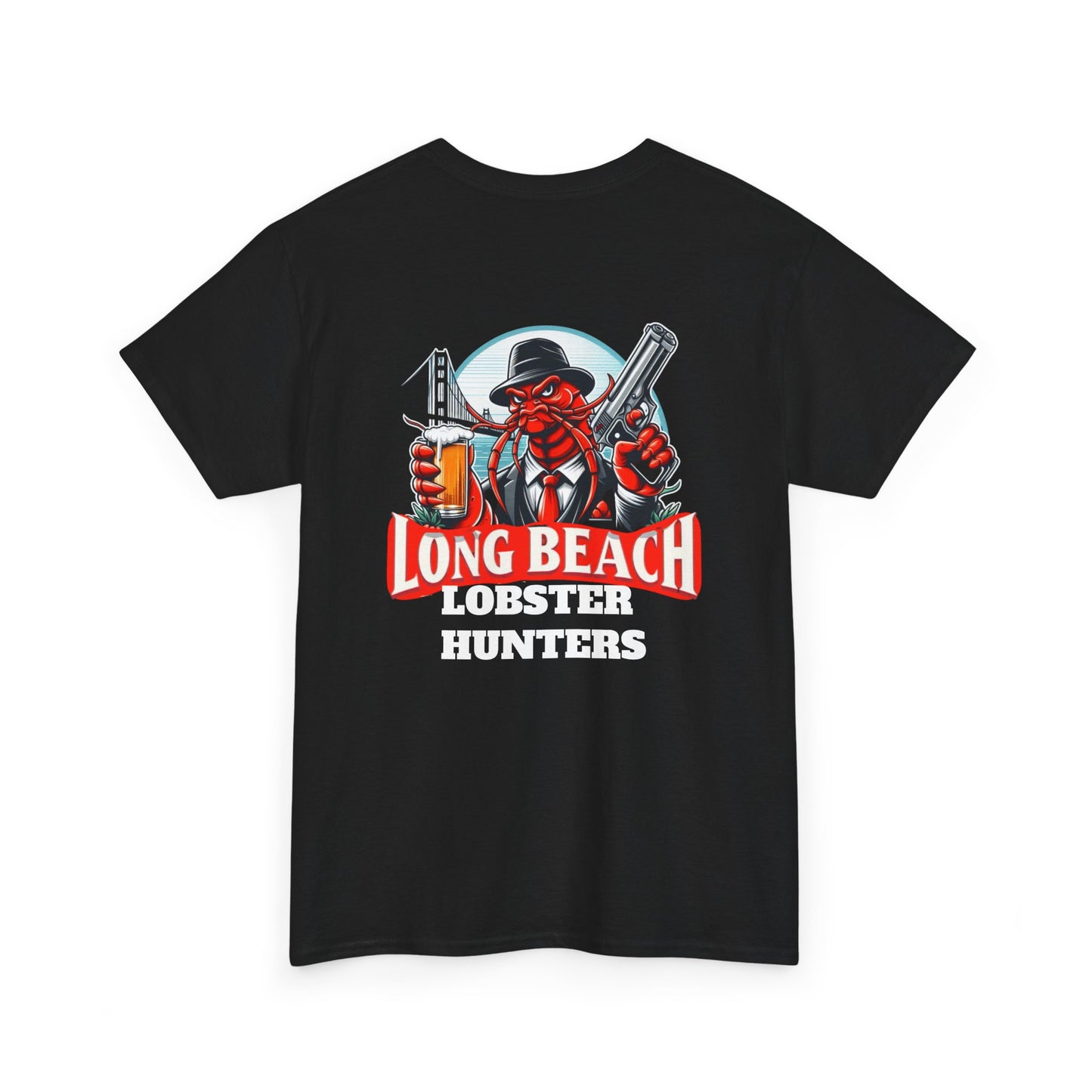 Long Beach  Lobster Hunters Heavy Cotton T shirt