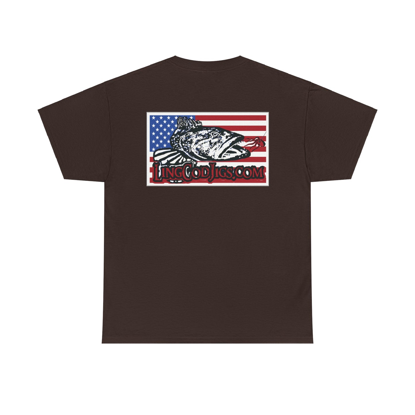 Lingcod jigs Flag  Heavy fishing Tee t shirt