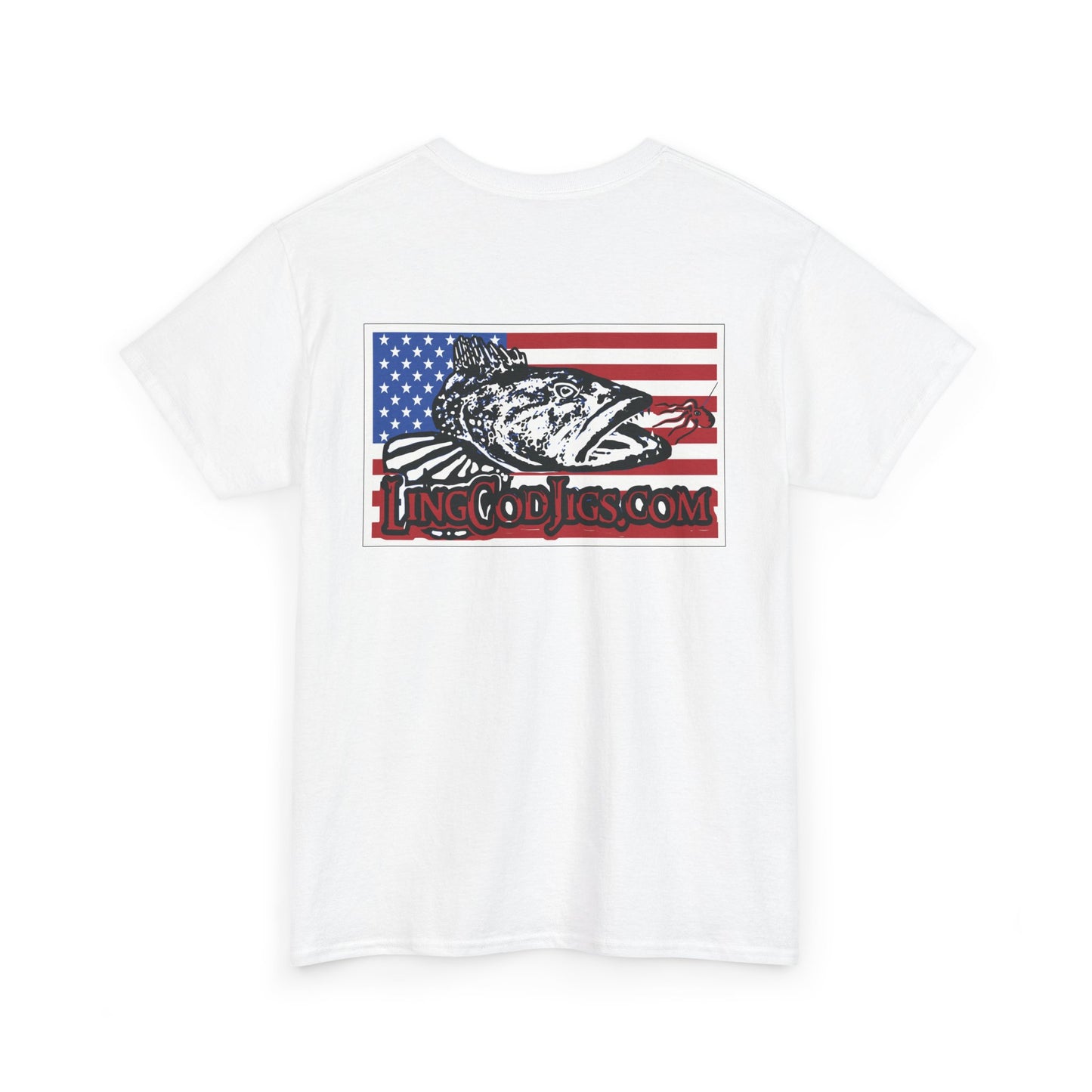 Lingcod jigs Flag  Heavy fishing Tee t shirt