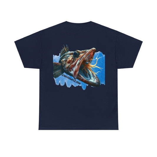 Lingcod chomping squid T shirt