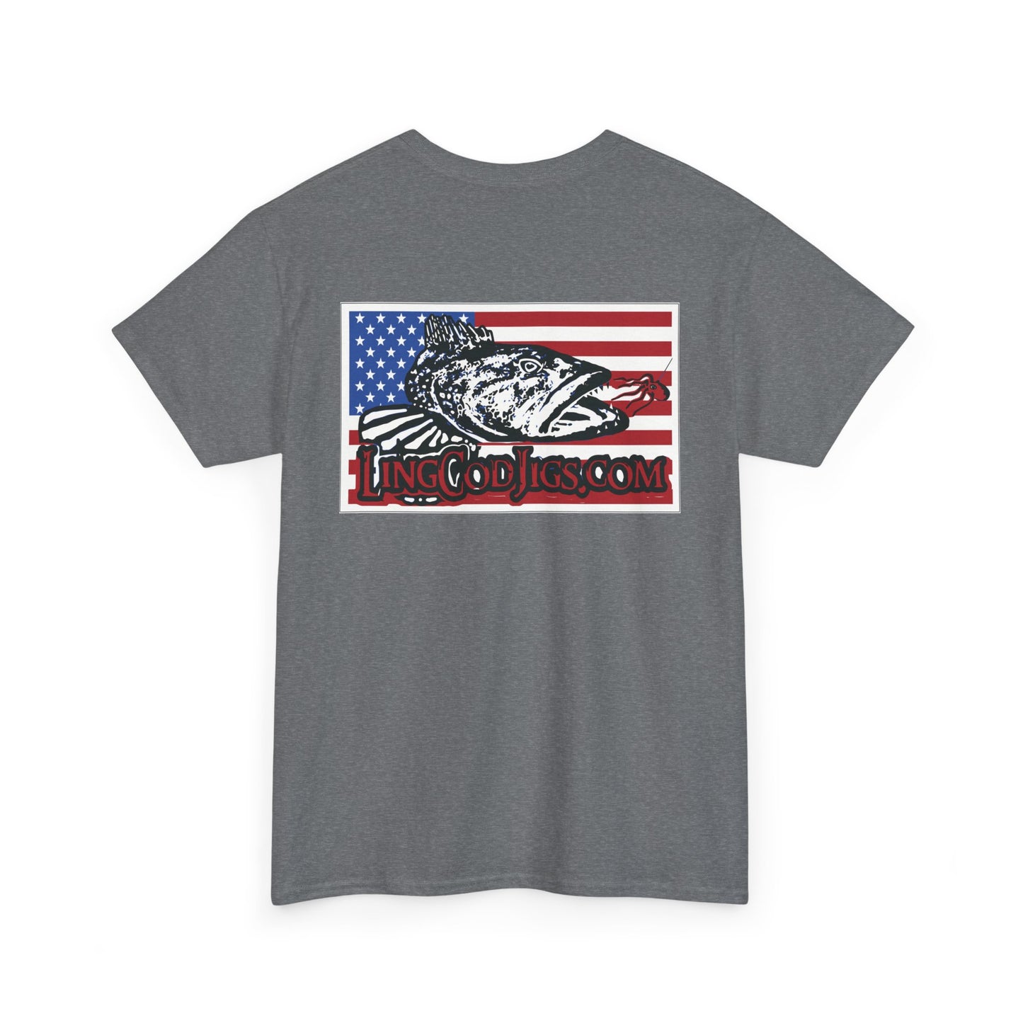 Lingcod jigs Flag  Heavy fishing Tee t shirt