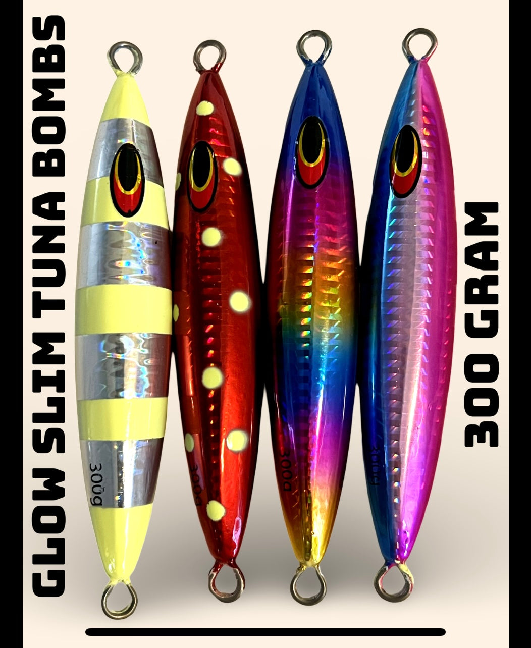 300 gram Super Glow Bluefin tuna Bomb Jig lure – Lingcod Jigs