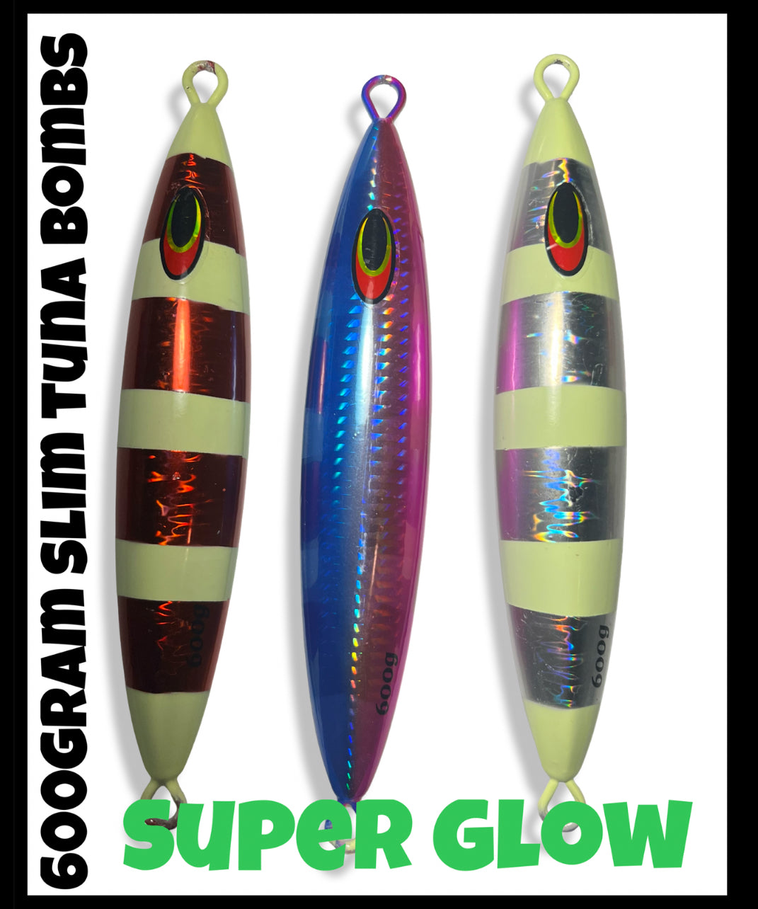 bluefin tuna fishing lures 600 gram Super Glow Slim Bomb Jig lure this unrigged lure excels series:Savage Gear Toughtec Model:SF-C2000A Deep Sea Best Surf