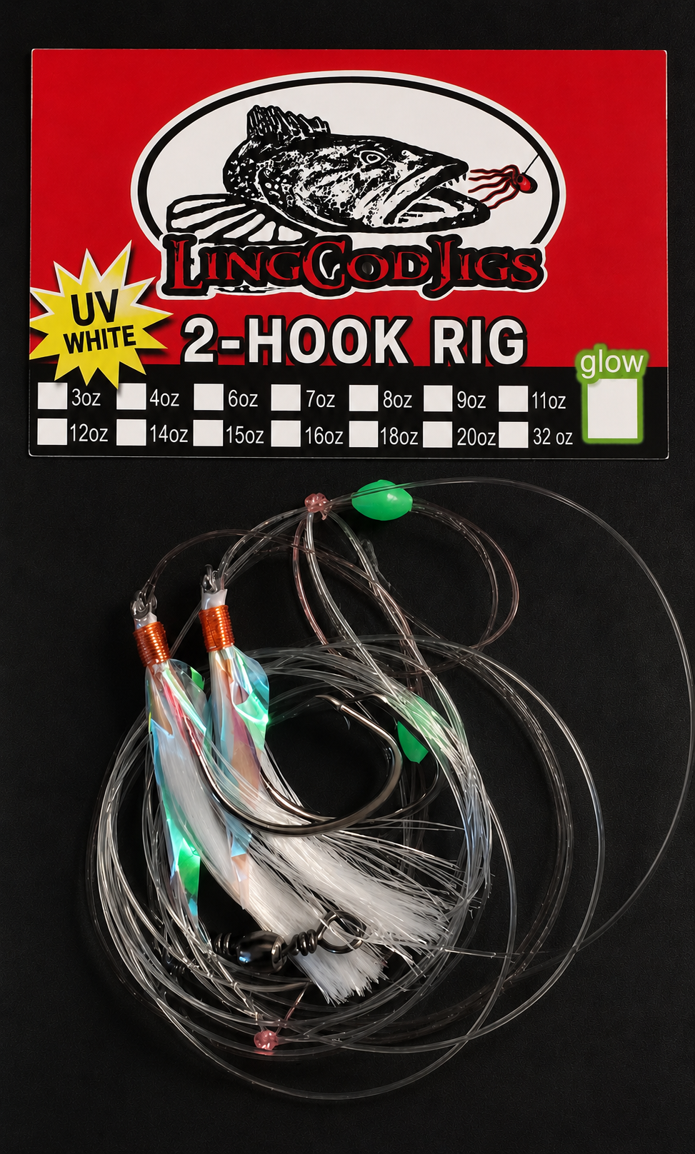 New Ultimate UV WHITE 5/0 circle hook rockfish fly rigs