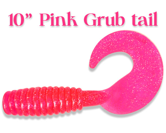 10” pink grub tails 2 pack